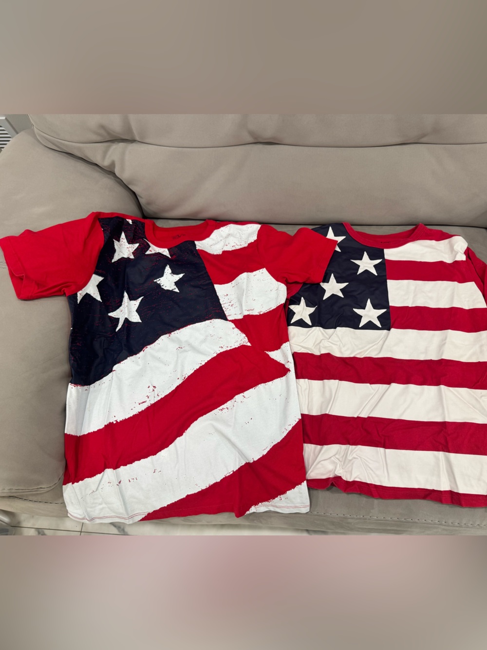 Place Kids Short Sleeve Tee - Red, White & Blue Flag Print duo (new no tags)